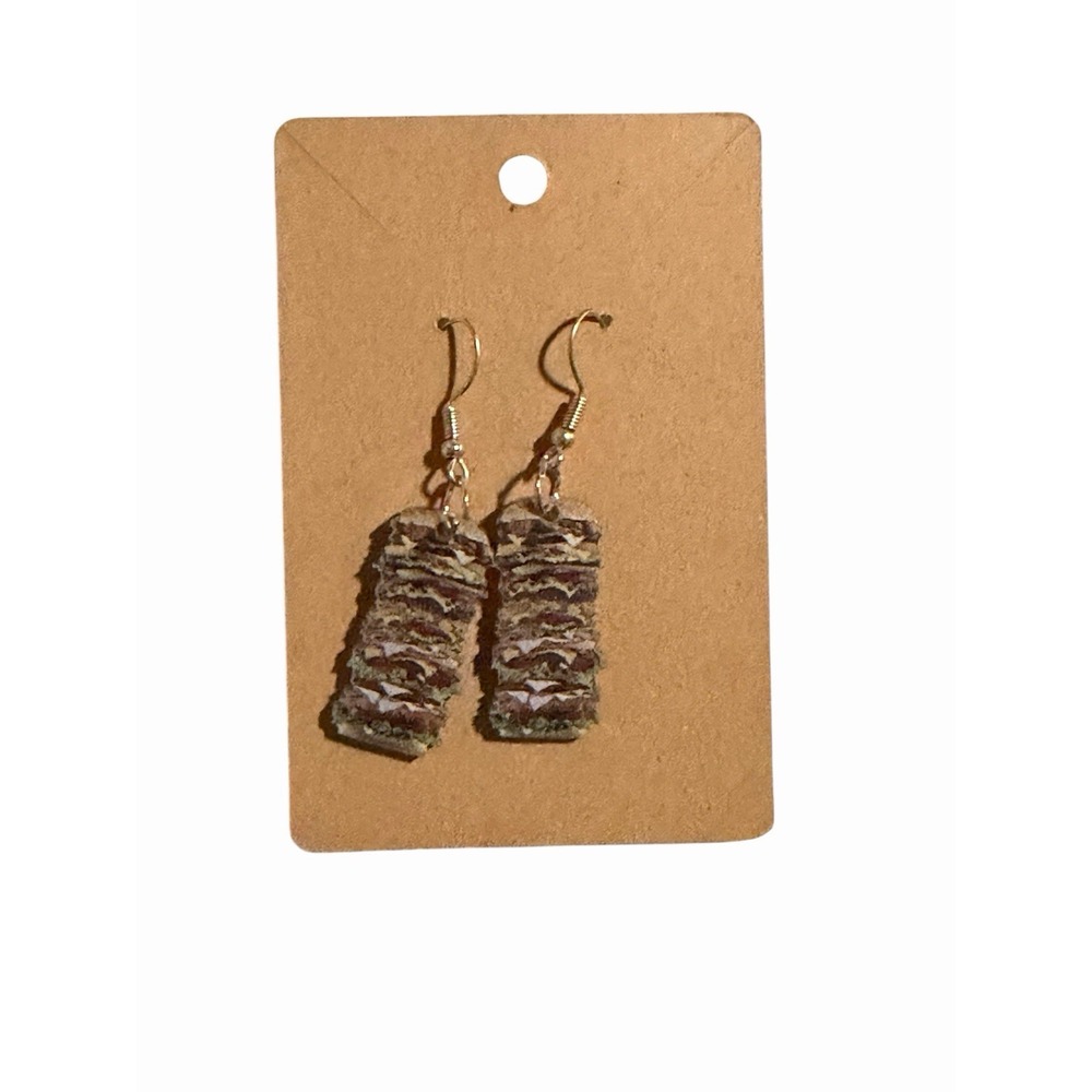 Handmade Sandwich Drop Earrings Foodie Jewelry Deli Sub Dangle Brown Multi Color